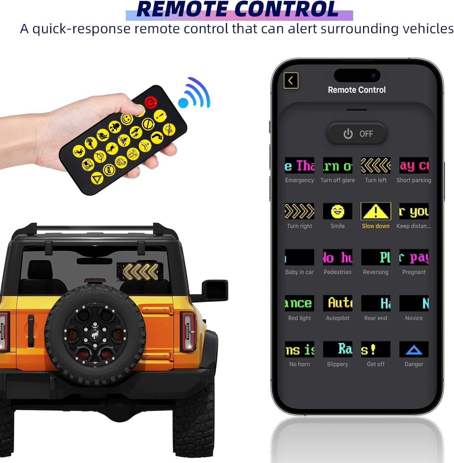 AutoBizarre 7 x 3 Inches Flexible IP65 Waterproof DIY Customizable LED Matrix Panel Display Screen Sign Board with Mobile Application and Remote Control for Cars, Home, Office, Shops etc