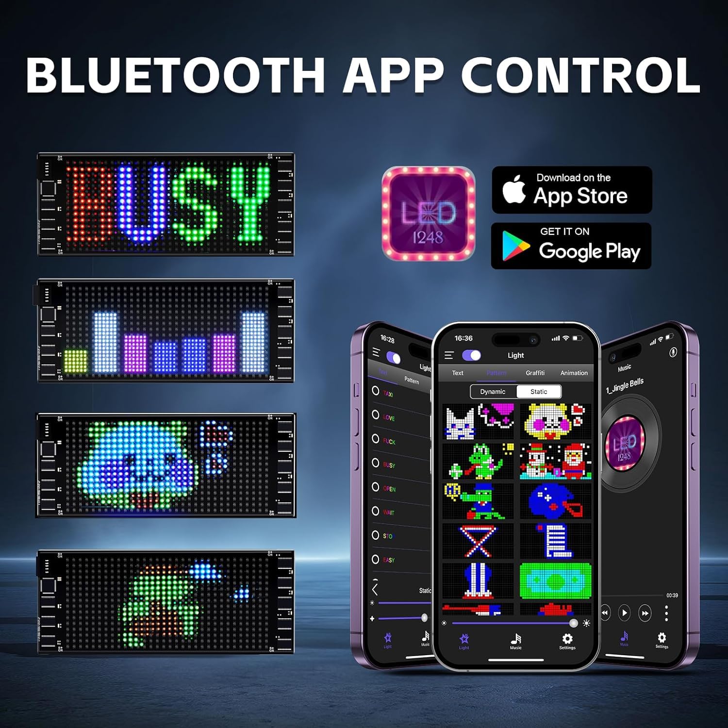 AutoBizarre 7 x 3 Inches Flexible IP65 Waterproof DIY Customizable LED Matrix Panel Display Screen Sign Board with Mobile Application and Remote Control for Cars, Home, Office, Shops etc