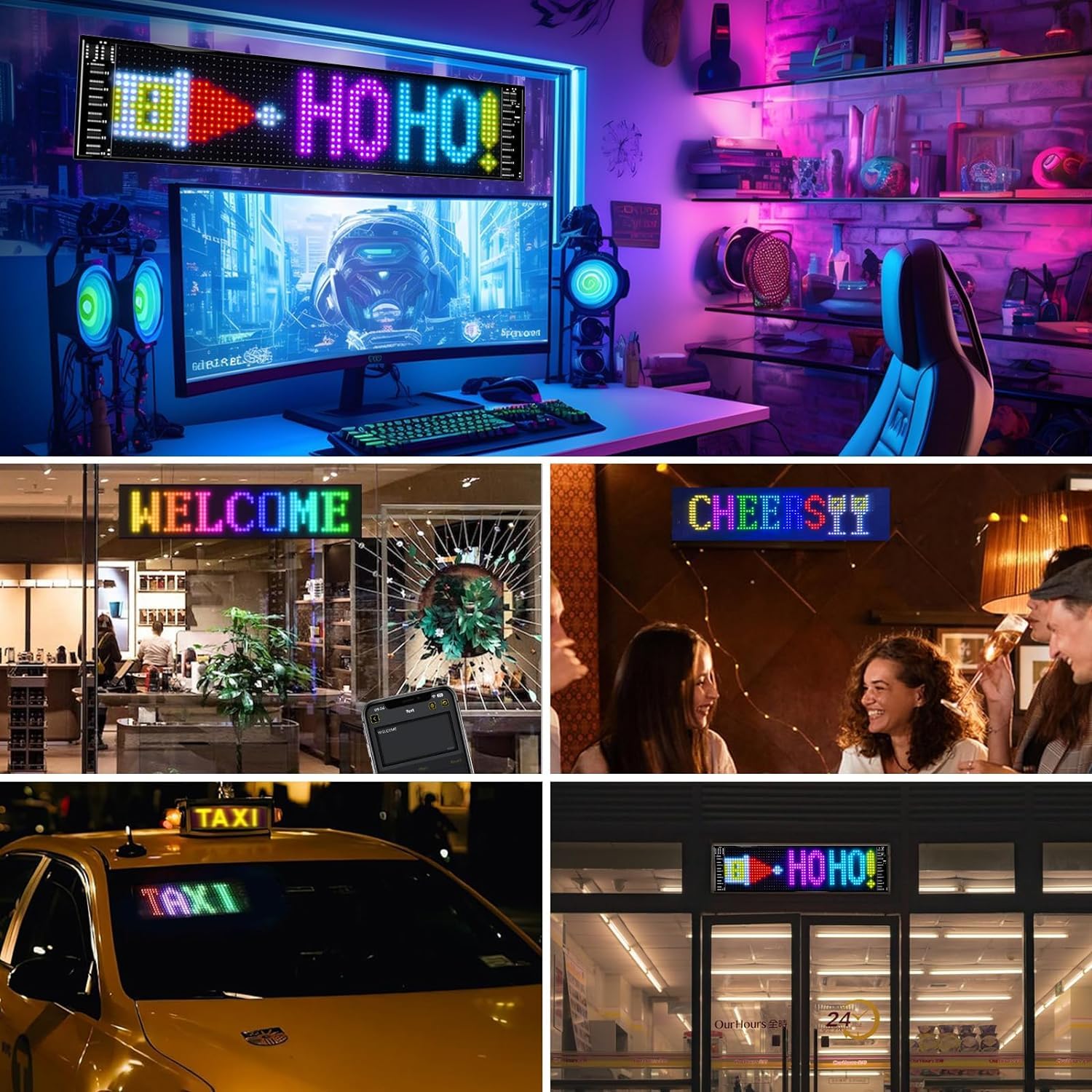 AutoBizarre 7 x 3 Inches Flexible IP65 Waterproof DIY Customizable LED Matrix Panel Display Screen Sign Board with Mobile Application and Remote Control for Cars, Home, Office, Shops etc